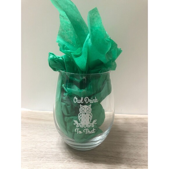 New In Box "Owl Drink to That" Wine Glass 4 1/2" - Picture 3 of 6